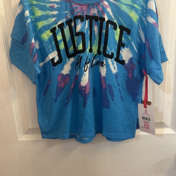 NWT Justice Girls T-shirt+ Short Outfit Set, Size Small (7/8) TIE DYE Turquoise - Picture 10 of 16